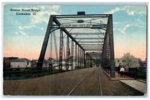 1916 View Of Station Street Bridge Kankakee Illinois IL Posted Antique Postcard