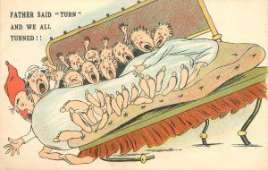 British Political Humor Postcard When Father Says Turn We All Turned Horizontal