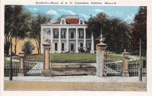 D94/ Natchez Mississippi Postcard c1920 Dunlieth Home J.N. Carpenter