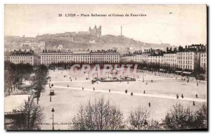 Old Postcard Lyon Bellecour Square and Coteau De Fourviere