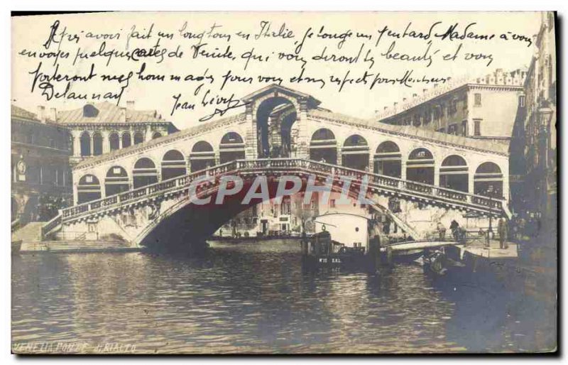 Old Postcard Venezia Rialto Bridge