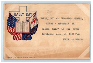 1909 Rally Day At Memorial Chapel Flags Buffalo New York NY Antique Postcard 