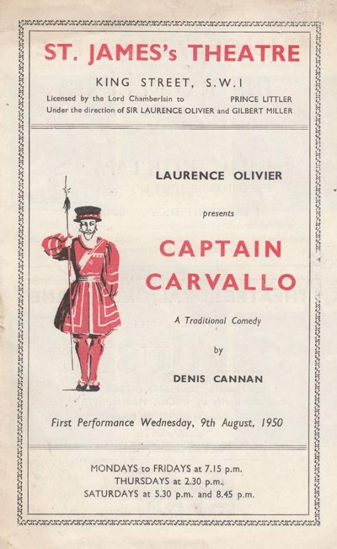 Captain Carvallo Diana Wynward Drama London St James Theatre Programme