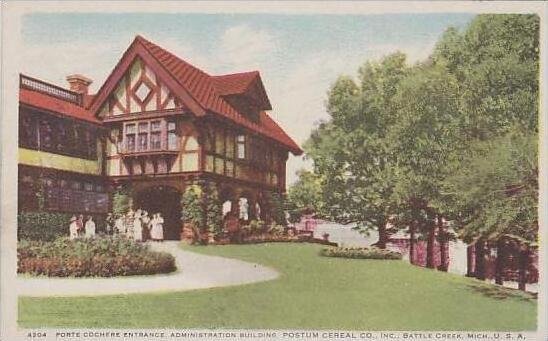 Michigan Battle Creek Porte Cochere Entrance Administration Building Postum C...