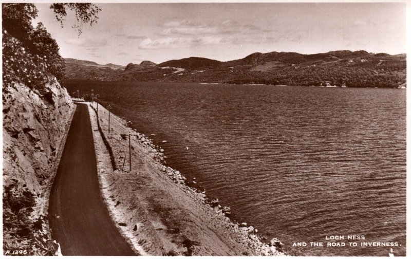 VINTAGE POSTCARD LOCH NESS & THE ROAD TO INVERNESS SCOTLAND RPPC 1930's
