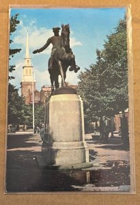 UNUSED POSTCARD - STATUE OF PAUL REVERE & OLD NORTH CHURCH, BOSTON, MASS.