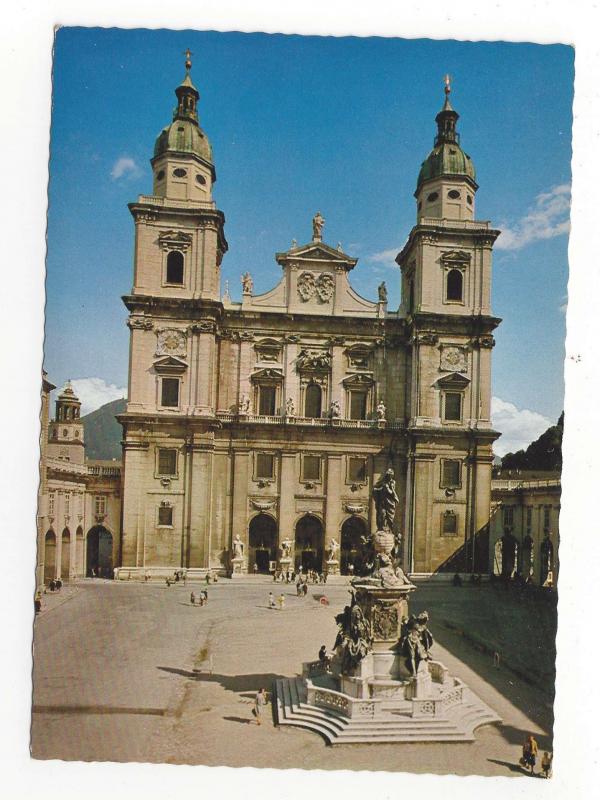 Austria Salzburg Cathedral Square Statue of Virgin Mary Der Dom Vtg 4X6 Postcard