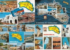 Menorca 4x Map 1980s Postcard s