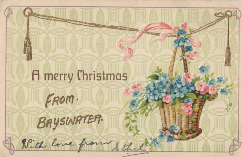 Christmas Greetings From Bayswater London Antique Postcard