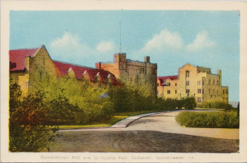 Saskatchewan Hall & Qu'Appelle Hall Saskatoon SK PECO Postcard G49