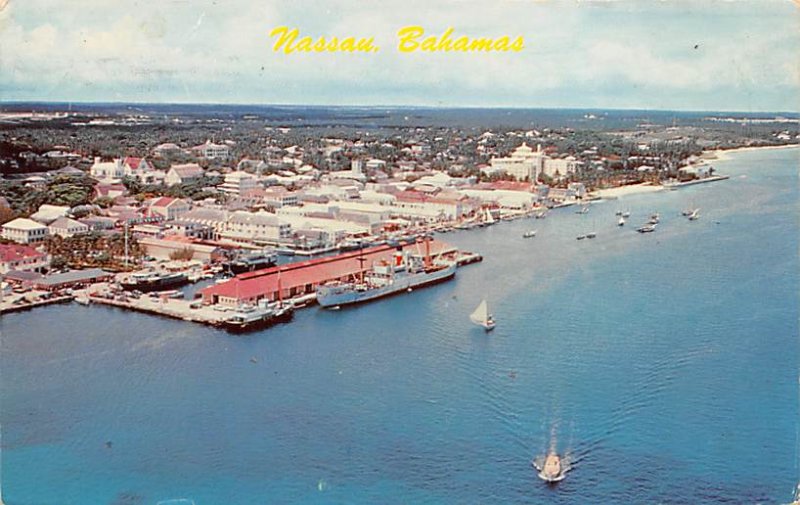 Nassau in the Bahamas Post card Old Vintage Antique Postcard Aerial View 1959