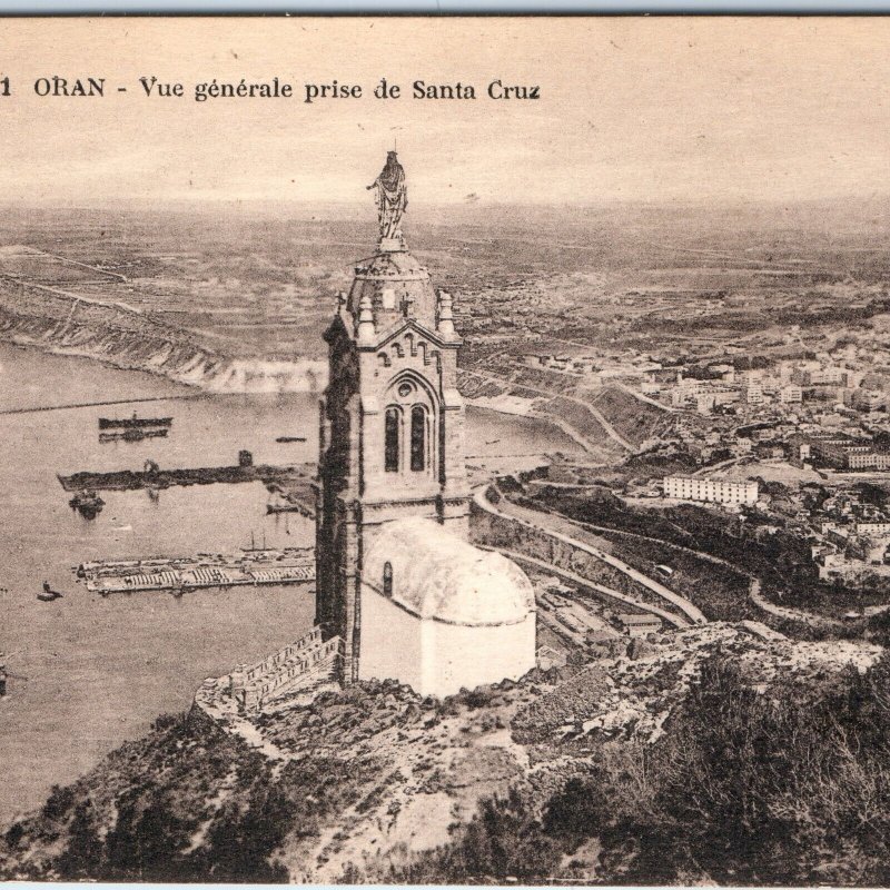 c1920s Oran, Algeria Santa Cruz Church Tower Bay Harbor Port City Panorama A359