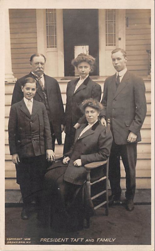 President Taft and His Family View Postcard Backing 