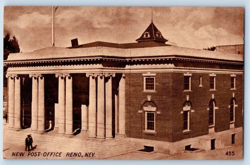 Reno Nevada NV Postcard new Post Office Exterior Building c1910 Vintage Antique