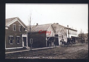 REAL PHOTO DELTA NEW YORK DOWNTOWN MAIN STREET SCENE STORES POSTCAD COPY