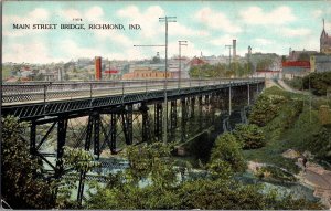Main Street Bridge, Richmond IN c1908 Vintage Postcard N42