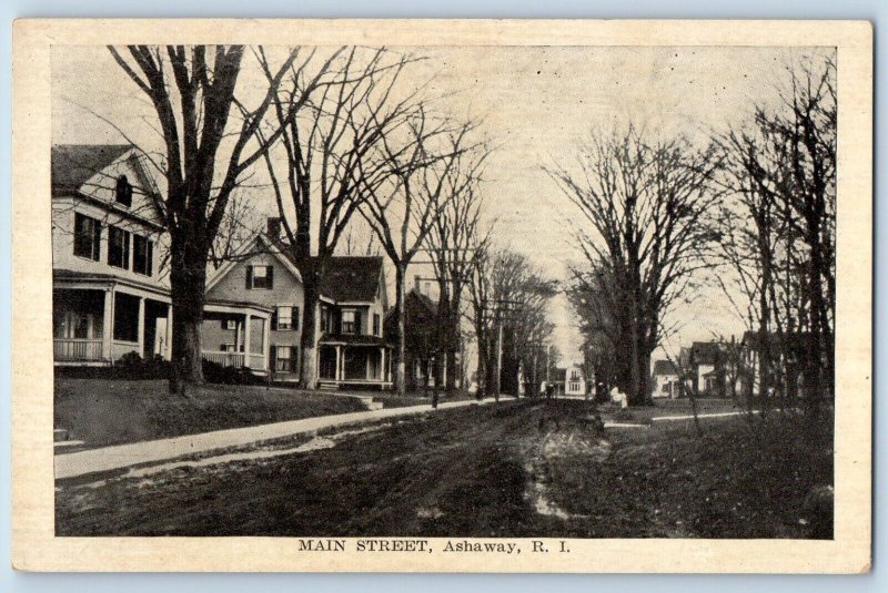 Ashaway Rhode Island RI Postcard Main Street Scene Buildings Road 1910 Unposted