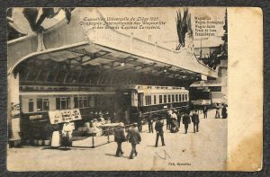 LIEGE BELGIUM EXPOSITION SLEEPING CAR TRAIN DEPOT POSTCARD (1905)