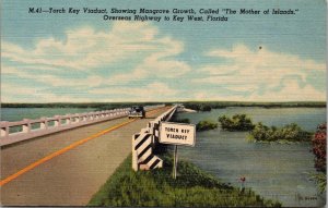 Torchkey Viaduct showing Mother of Islands Highway to Key West FL Postcard PC48