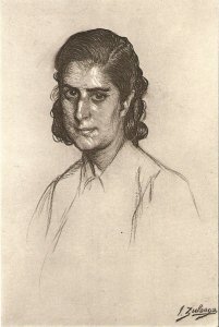 Ignacio Zuloaga, Sad Woman Fine art, painting, modern Spanish postcard