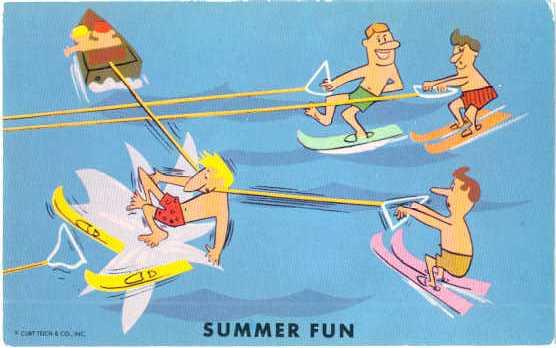 Summer Fun, On Back: Greetings from Wind Gap Pennsylvania PA The Poconos. Chro