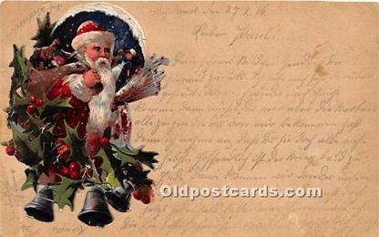 Santa Claus Christmas Hand Made, Santa is pasted on card 1917 writing on front