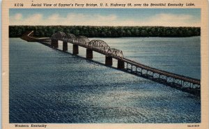 1940s Aerial View of Eggner's Ferry Bridge Over Kentucky River Kentucky Postcard