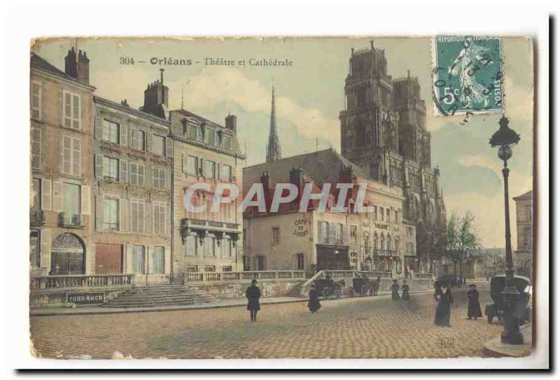 Orleans Postcard Old Theater and cathedral