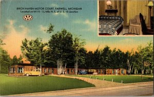 Birch Haven Motor Court Motel Farwell MI Vintage Postcard G52