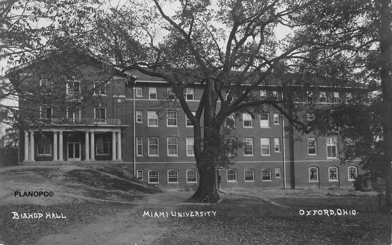 OXFORD, OHIO BISHOP HALL-MIAMI UNIVERSITY-1913 RPPC REAL PHOTO POSTCARD