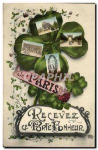 Old Postcard Paris Get the Good Luck Clover