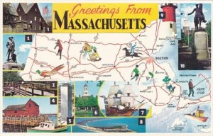 Greetings From Massachusetts With Map