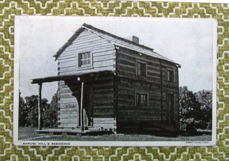 Log Cabin, Samuel Hills Residence, Two Story RPPC Postcard, New Salem State Park