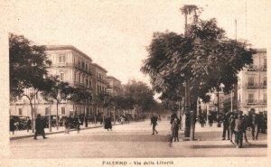 Vintage Postcard Palermo Viabdella Liberta Street View Italy