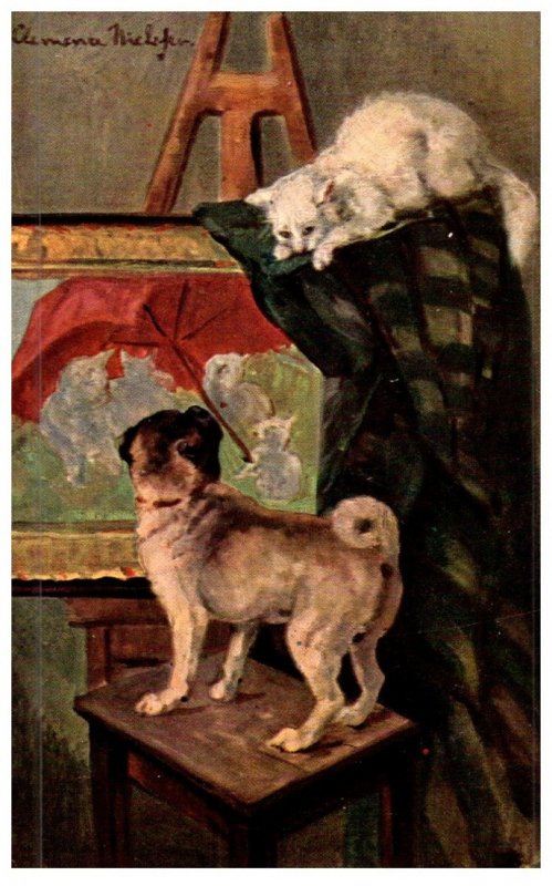 Dog , and Cat, Painting on Eaesel