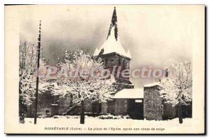 Postcard Old Noiretable The Church Square After a snow fall