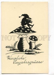 257084 SILHOUETTE Dwarf GNOME Amanita MUSHROOM Vintage PC