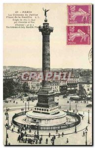 Old Postcard Paris the July Column Bastille Square