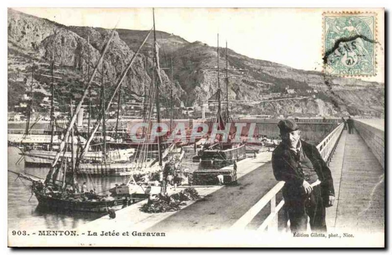 Menton Old Postcard The pier and Garavan