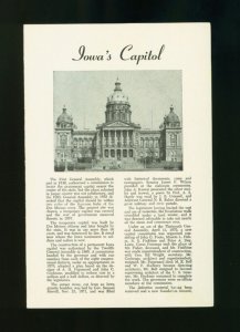 Iowa's Capitol Des Moines Iowa Vintage Brochure