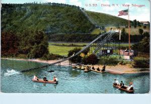 ELMIRA, NY New York     WATER  TOBOGGAN, BOATS     1909    Postcard