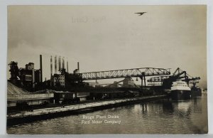 DEARBORN MI 1940s FORD MOTOR CO ROUGE STEEL PLANT AIRPLANE ABOVE RP POSTCARD T2