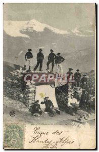 Old Postcard Militaria Alpine hunters A kitchen