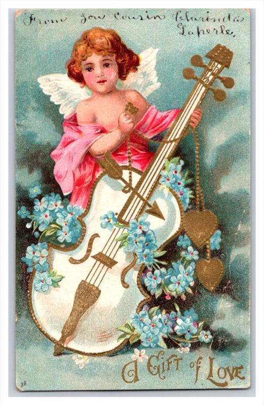 VALENTINE  cupid playing bass guitar