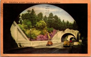 POSTCARD LOS ANGELES CA/CALIFORNIA ELYSIAN PARK FIGUEROA ST ROAD TUNNELS 1940'S