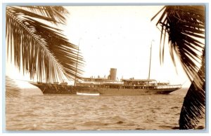 c1930's Steamship Vagabondia Life Boats Palm Trees Florida RPPC Photo Postcard