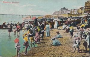 Hastings Paddling Bumble Bee Yellow Wild Hat Fashion Antique Postcard