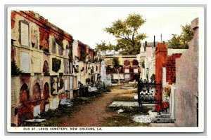 Vintage 1920's Postcard Graves in St. Louis Cemetery New Orleans Louisiana