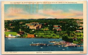 Postcard - University Of Washington And Seattle Yacht Club With Mt. Baker - WA