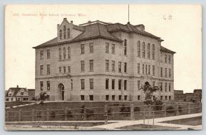 Coleraine Minnesota~Greenway High School~Fence~Big House Behind~1908 Postcard 